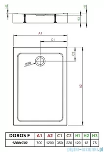 Radaway Doros F Compact Stone brodzik 120x70 antracyt SDRFP1270-05-64S - Brodziki prysznicowe - miniaturka - grafika 2