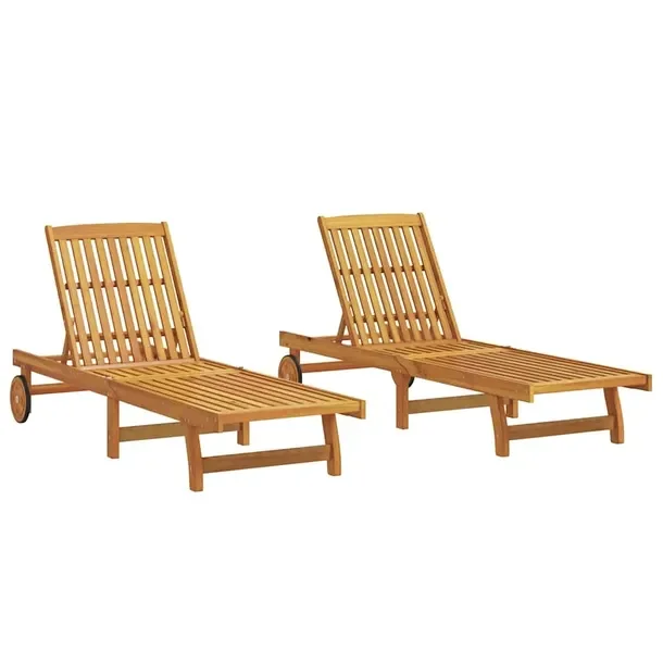 Drewniany leżak akacjowy regulowany, 199 x 59/63 x 30/62/76/85 cm