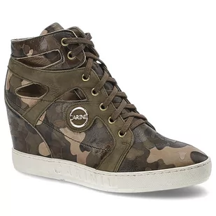 Zielone Sneakersy Carinii Wygodne Buty Damskie Na Koturnie - Sneakersy damskie - miniaturka - grafika 1