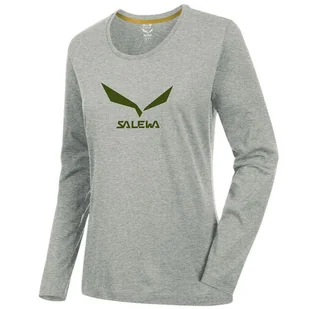 Koszulka SALEWA Solidlogo 2 CO W L/S Tee grey melange 36/S - Koszulki sportowe damskie - miniaturka - grafika 1