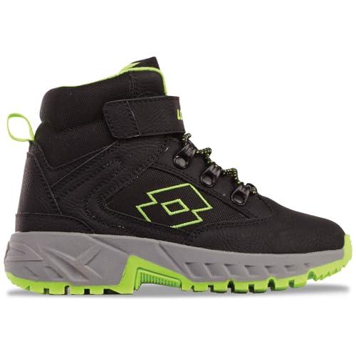 LOTTO Woodlark Mid K półdługie buty dziecięce, uniseks, Black Fr Green, 34 EU