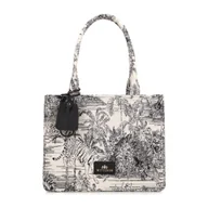 Torebki damskie - Damska shopperka żakardowa z chwostem czarno - kremowy - miniaturka - grafika 1