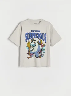 Reserved - T-shirt Among Us - jasnoszary - Koszulki dla chłopców - miniaturka - grafika 1