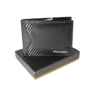 Portfel Męski ROVICKY Skóra Licowa Mały Poziomy Spinacz R-RM-21-GCL-CF RFID CZARNY 10,5 x 8 x 2 [cm] - Portfele - miniaturka - grafika 1