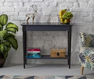 Konsole i sekretarzyki - Stolik Typu Konsola MAMO 85x35cm Grafitowa Czarne Nogi - miniaturka - grafika 1