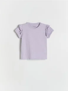 Reserved - Bawełniany t-shirt z falbankami - lawendowy - Bluzki dla niemowląt - miniaturka - grafika 1