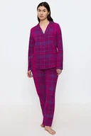 Piżamy damskie - Piżama damska Boyfriend Fit PW 01 X Checks w różową kratę L - miniaturka - grafika 1