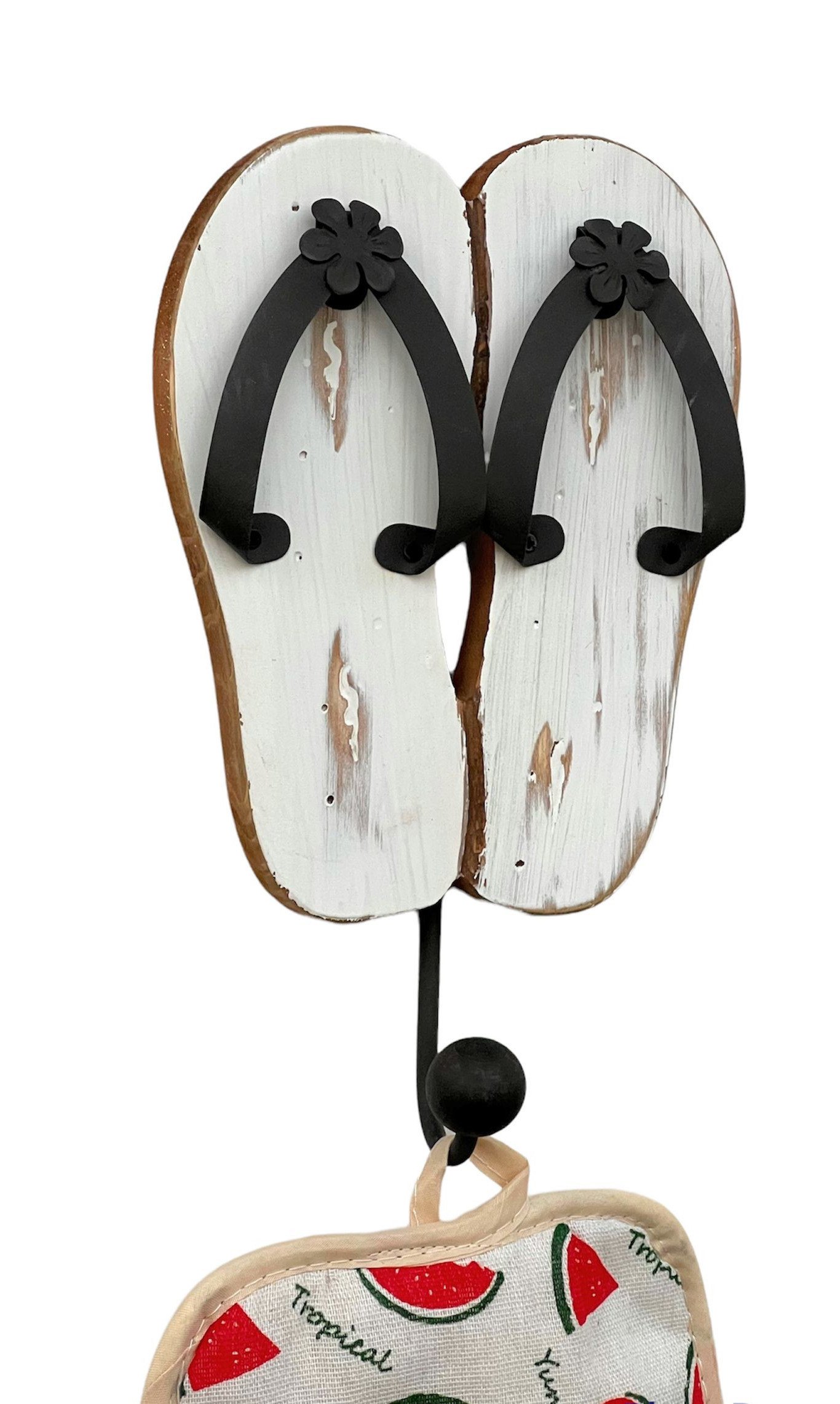 Wieszak ścienny sandały drewno metal biały wieszak na ręczniki MR82 wieszak na płaszcz wieszak na ręczniki ścienny vintage pojedynczy