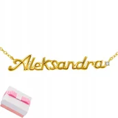 Biżuteria dla dzieci - ZŁOTY NASZYJNIK ŁAŃCUSZEK DAMSKI IMIĘ SREBRO 925 - miniaturka - grafika 1