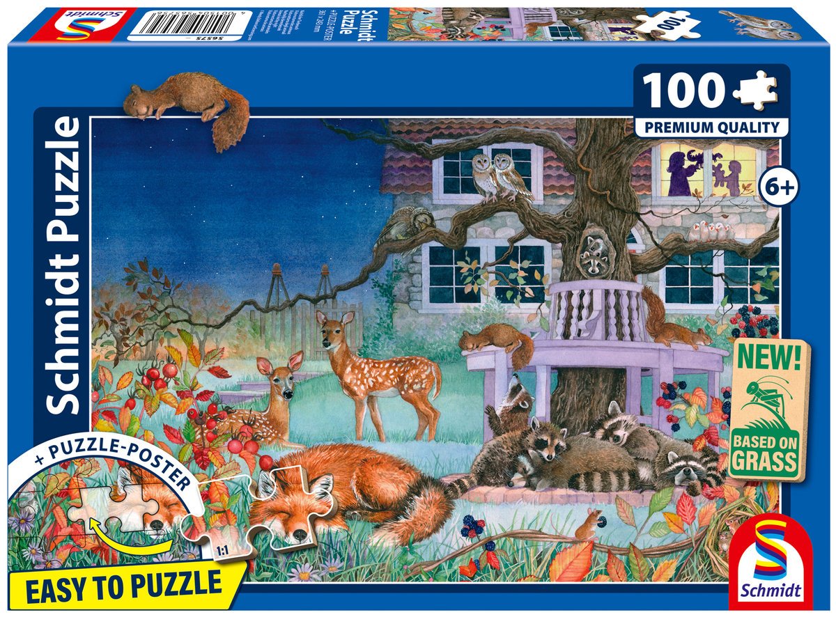 Schmidt, Puzzle PQ Zwierzęta nocą, 100 el.