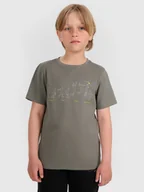 Koszulki dla chłopców - 4F T-shirt regular z nadrukiem chłopięcy - szary 122 (6-7 lat) - miniaturka - grafika 1