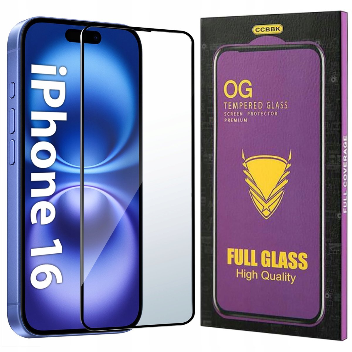 Szkło HARTOWANE 5D do iPhone 16 OG PREMIUM CAŁY EKRAN PEŁNE
