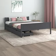Łóżka - Lumarko Rama łóżka z 2 szufladami, ciemnoszara, lite drewno, 160x200 cm - miniaturka - grafika 1