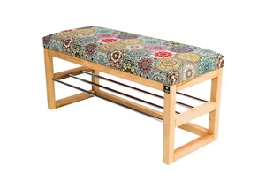 Ławka na buty LPG-79 65cm EMRAWOOD drewno lite kolor naturalny siedzisko gładkie kolor hexagony mandala - Ławki do przedpokoju Ławka na buty LPG-79 65cm EMRAWOOD drewno lite kolor naturalny siedzisko gładkie kolor hexagony mandala - Ławki do przedpokoju - miniaturka - grafika 1