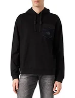 Bluzy męskie - Armani Exchange Męska bluza z kapturem z przodu kieszeń kamuflażowa bluza z kapturem, Czarny, XS - miniaturka - grafika 1