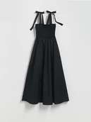 Sukienki - Reserved - Sukienka midi z wiązaniami - czarny - miniaturka - grafika 1