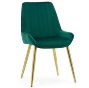 Krzesła - krzesło LUCA tapicerowane pikowane zielony welur złote nogi - miniaturka - grafika 1