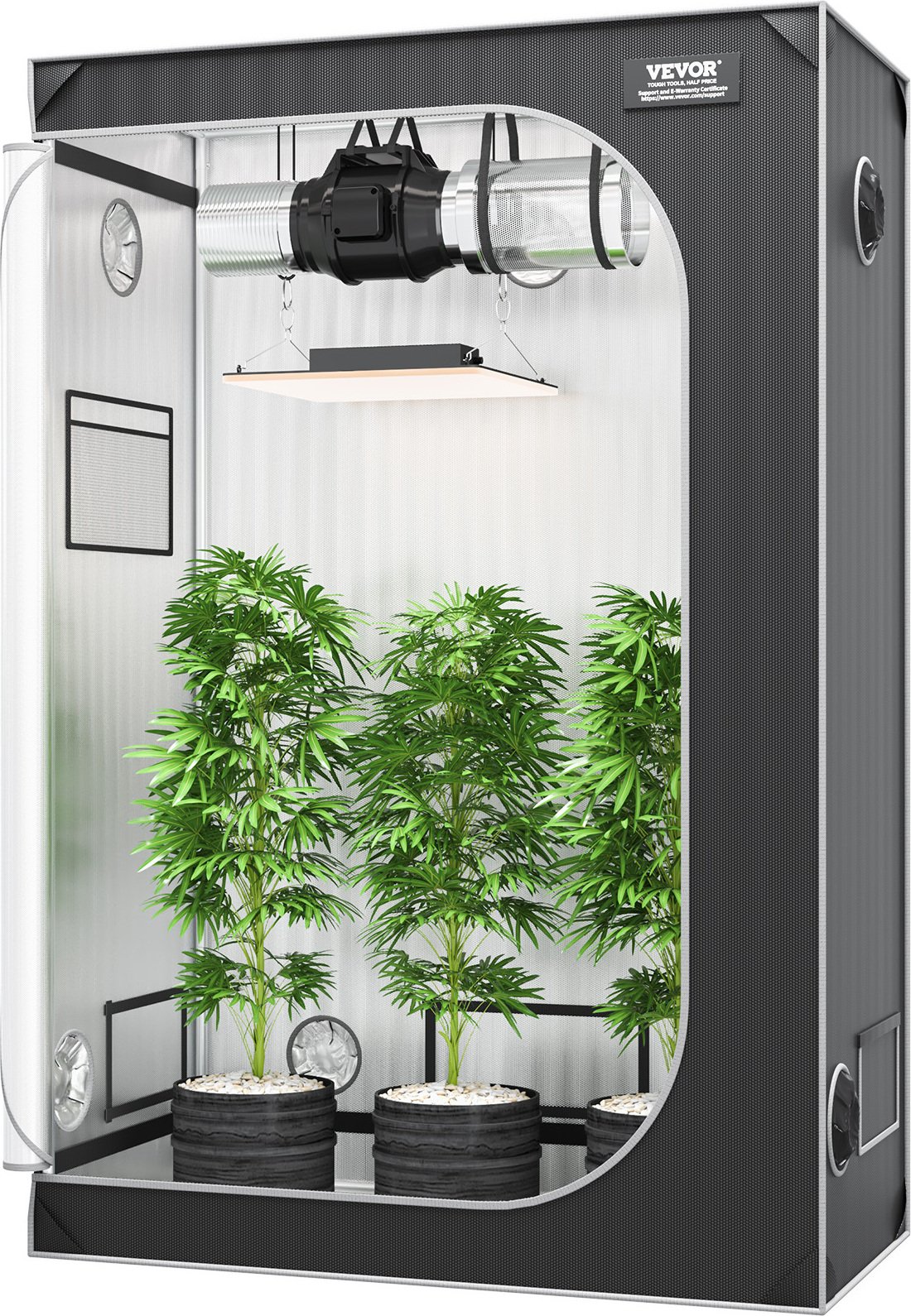 VEVOR Growbox 122 x 61 x 183 cm Szklarnia wykonana z 22 mm stalowej ramy i tkaniny 2000D Oxford Namiot do uprawy o nośności 60 kg Szafka do uprawy Nadaje się do oświetlenia do uprawy 150 W Namiot do uprawy w pomieszczeniach