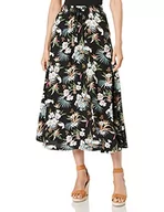 Spódnice - Urban Classics Damska spódnica Viscose Midi Skirt, długa spódnica z wiskozy dla kobiet, dostępna w wielu kolorach, rozmiary XS - 5XL, Black Tropical, XS - miniaturka - grafika 1