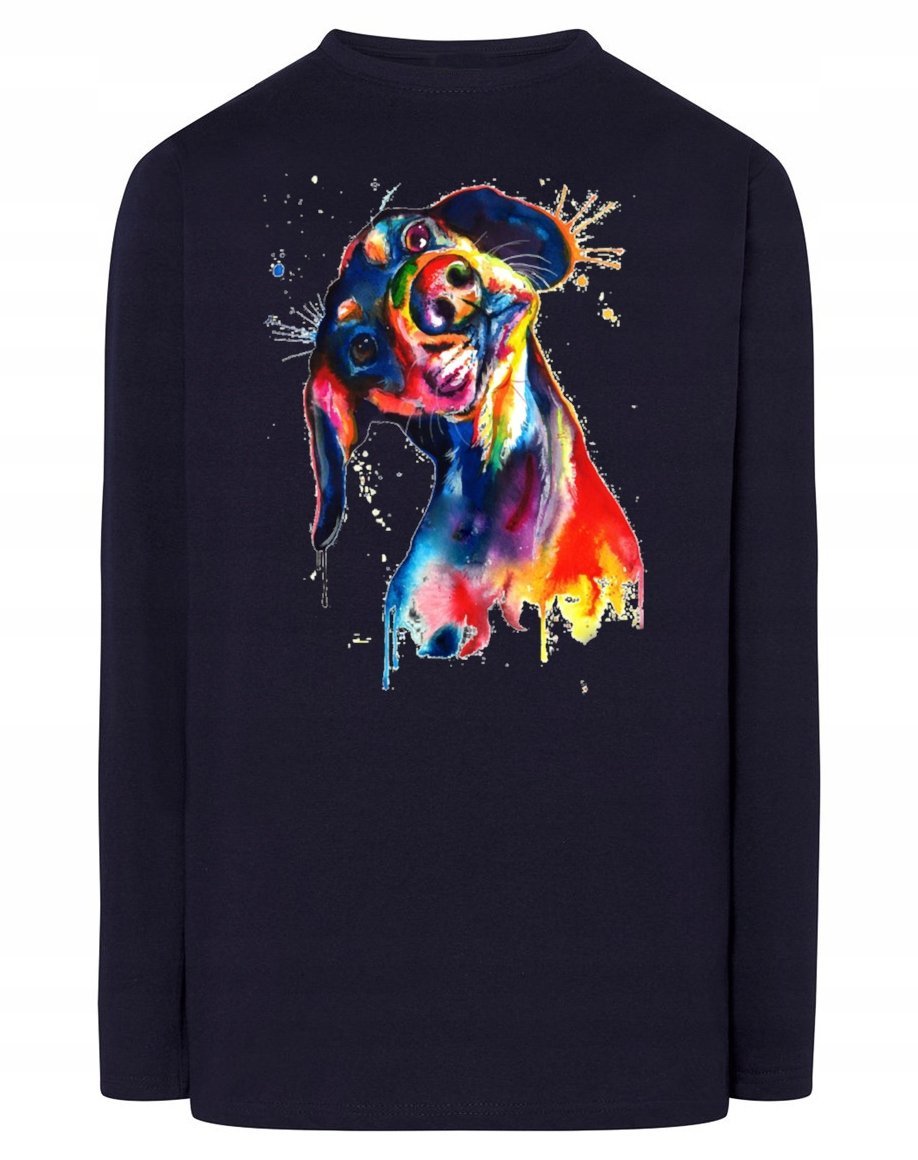 Longsleeve męski nadruk pies Jamnik r.S