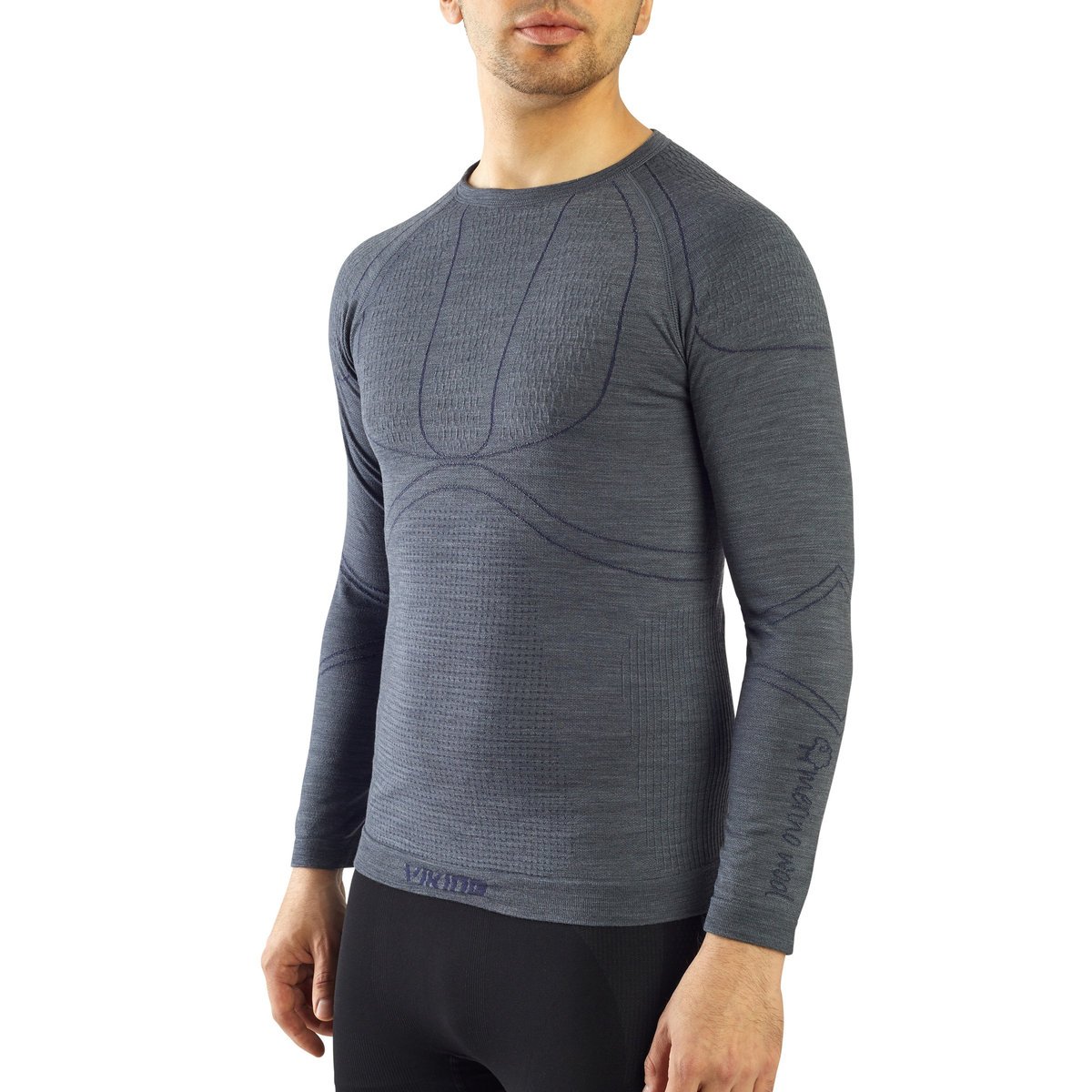 Viking, Bielizna męska, Lan Man Longsleeve, szara, Rozmiar L