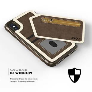 Zizo Nebula Wallet Case Skórzane etui iPhone X z kieszeniami na karty + saszetka na zamek + szkło 9H na ekran (Dark Brown/Brown) - Etui i futerały do telefonów - miniaturka - grafika 6