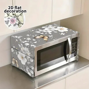 TEMU Pokrywa do Mikrofalówki 2D Płaska - Motyle, Kwiaty i Liście – Wielofunkcyjna Torba Antypyłowa do Ochrony Nowoczesnych Urządzeń Kuchennych i - Akcesoria i części do mikrofalówek - miniaturka - grafika 1