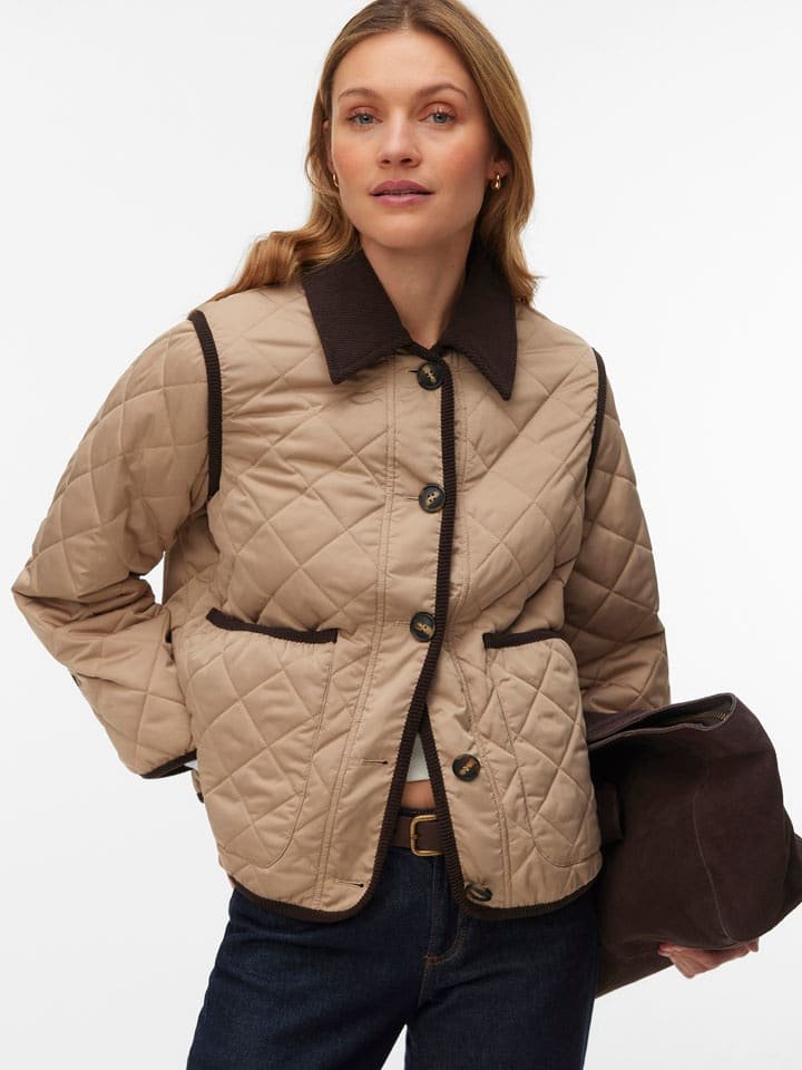 Vero Moda Kurtka pikowana w kolorze jasnobrązowym