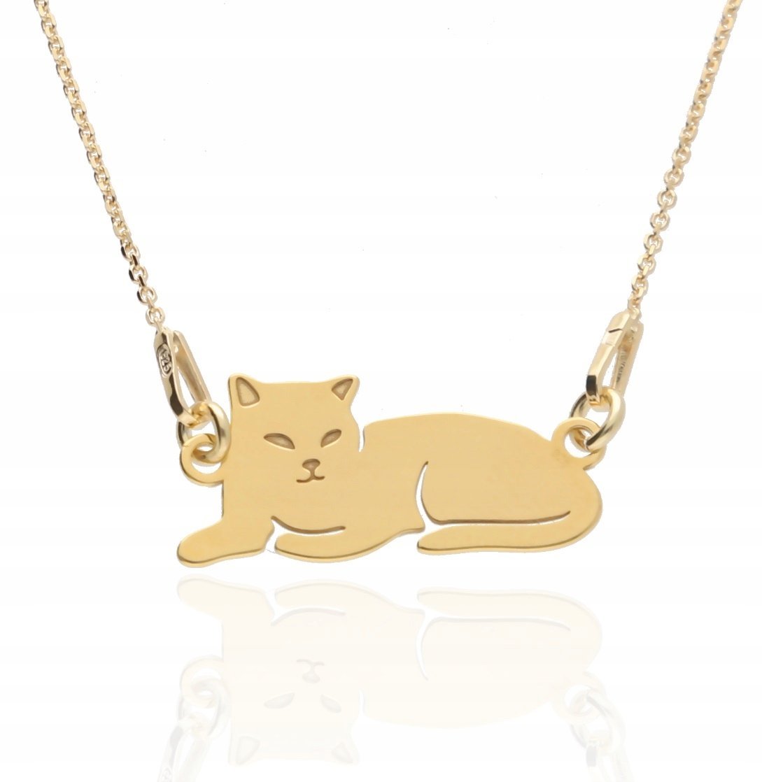 Złoty naszyjnik KOTEK KOT DACHOWIEC CELEBRYTKA srebro 925 pozłacane