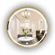 Lustra - LUSTRO PODŚWIETLANE OKRĄGŁE W ZŁOTEJ RAMIE 70 CM + WŁĄCZNIK LED - miniaturka - grafika 1