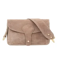 Torebki damskie - Torebka Damska Zamszowa Vera Pelle Imba Taupe - miniaturka - grafika 1