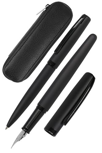 Online Zestaw do pisania Eleganza Pure Black I zawiera długopis, pióro, etui z prawdziwej skóry, 3-częściowy, w pudełku prezentowym, pióro wieczne do standardowych wkładów, Kulli z wkładem o dużej