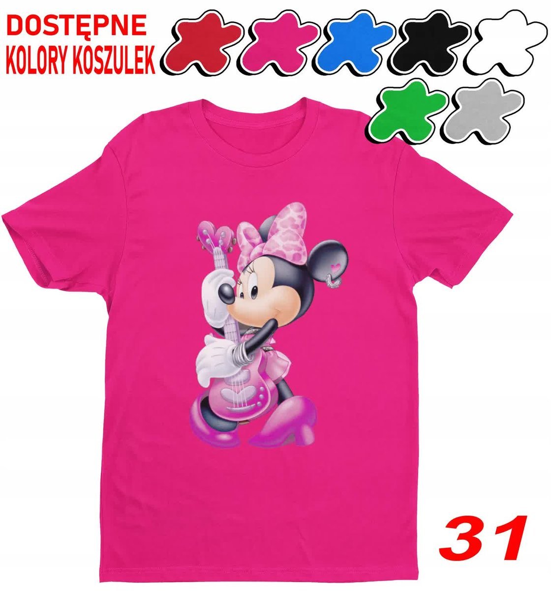 Dziecięca Koszulka Z Nadruk.Duży Wybór Myszka Miki Minnie Daisy - M 134-140