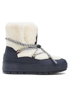 Śniegowce damskie - Tommy Hilfiger Śniegowce Th Faux Fur Snow Bootie FW0FW06850 Écru - miniaturka - grafika 1