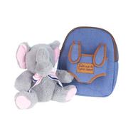 Plecaki - Jeans'owy plecaczek z odpinanym szarym słonikiem „Elephant puppy” / HABARRI - miniaturka - grafika 1