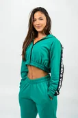 Bluzy sportowe damskie - Bluza damska Nebbia ICONIC Cropped Zip-Up Hoodie green L - miniaturka - grafika 1
