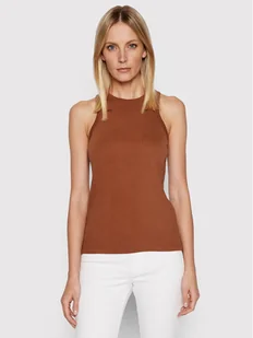 G-Star Raw Top Engineered Rib D19323-C678-C740 Brązowy Slim Fit - Koszulki i topy damskie - miniaturka - grafika 1