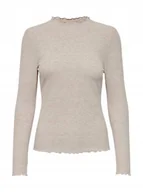 Swetry damskie - ONLY DAMSKI SWETER BEŻOWY PÓŁGOLF Z FALISTYM WYKOŃCZENIEM L DRF - miniaturka - grafika 1