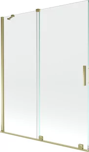 Mexen Velar parawan nawannowy 2-skrzydłowy przesuwny 140 x 150 cm, transparent, złoty - 896-140-000-01-50 - Parawany nawannowe - miniaturka - grafika 1