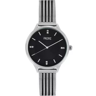 Zegarek Srebrny damski zegarek z czarnymi dodatkami PACIFIC X6148-15 - Zegarki damskie - miniaturka - grafika 1