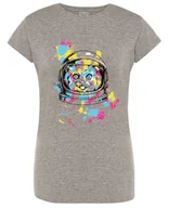 Koszulki i topy damskie - T-Shirt kolorowy nadruk Kot ASTRONAUTA r. L - miniaturka - grafika 1