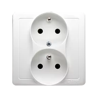 Gniazdka elektryczne - Kontakt Simon KONTAKT_SIMON Gniazdo podwójne z uziemieniem i funkcją niezmienności faz i ochroną styków BASIC Biały BMGZ2TZ/11 - miniaturka - grafika 1