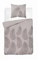 Pościel - Pościel 140x200 beżowa liście z jedną poszewką Bawełna - miniaturka - grafika 1