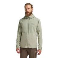 Kurtki męskie - Męski polar z kapturem Jack Wolfskin PRELIGHT TRAIL HOODY M mint leaf - S - miniaturka - grafika 1