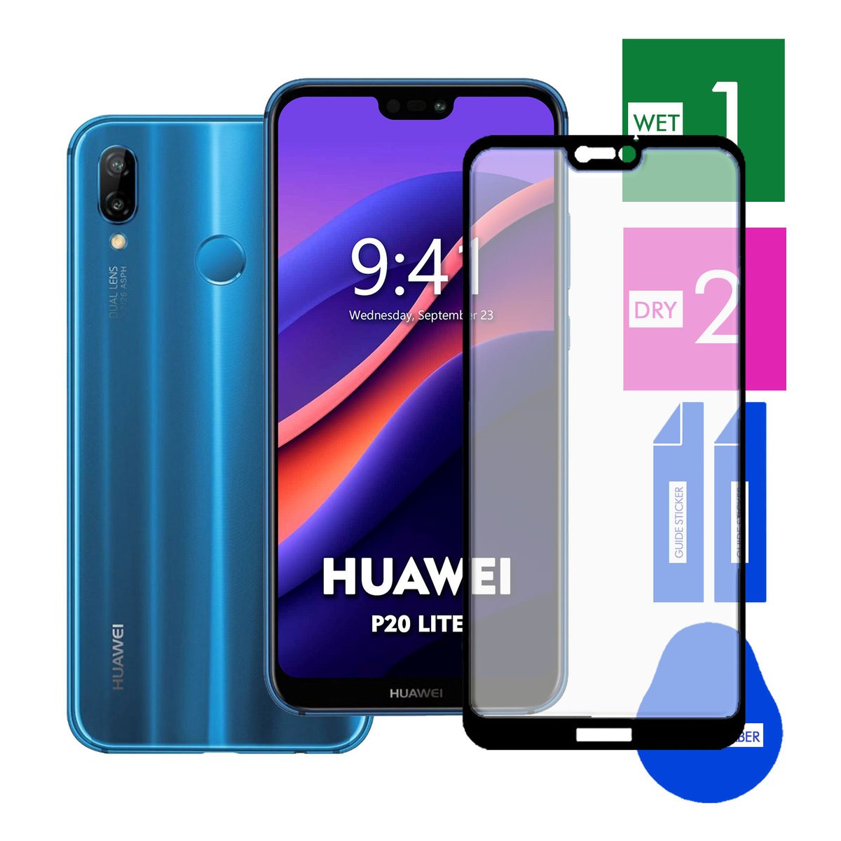 SZKŁO HARTOWANE DO HUAWEI P20 LITE NA TELEFON PEŁNE CAŁY EKRAN 9H 5D