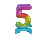 Balony i akcesoria - Godan Balon foliowy stojący cyfra 5 tęczowa - 38 cm BC-ATT5 - miniaturka - grafika 1