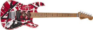 EVH Striped Series Frankenstein Frankie Maple Fingerboard Red with Black Stripes Relic - Gitary elektryczne - miniaturka - grafika 1