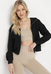 Czarna Bluza z Kapturem Zapinana na Zamek Błyskawiczny Etarvia - Bluzy damskie - miniaturka - grafika 1
