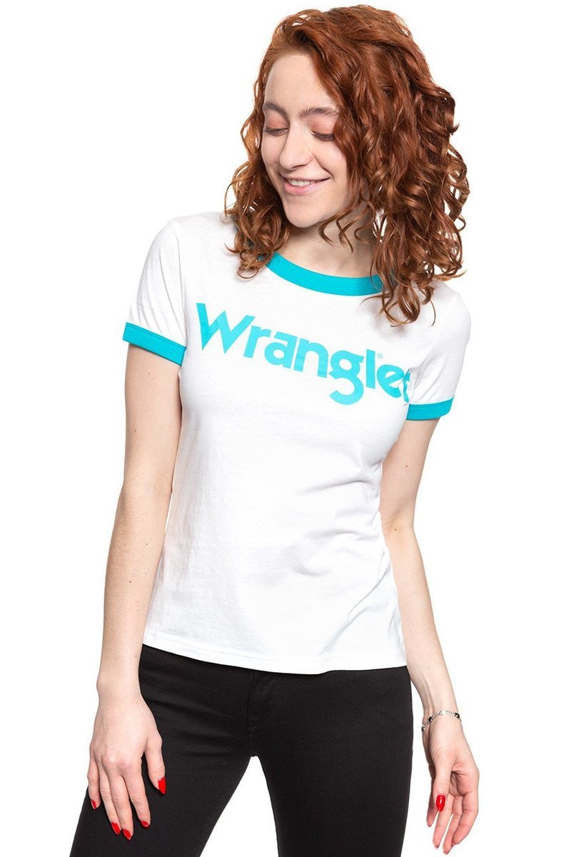 Wrangler T Shirt Damski Ss Ringer Tee Off White W7Z3Ev737-Xs