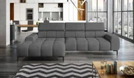 Narożniki - Narożnik tapicerowany w kształcie litery L lewy Narożnik z funkcją spania Sofa z funkcją spania mała 3-osobowa Regulowane zagłówki i siedzisko Tkanina: SALVADOR 177x270x99 cm Antracyt - miniaturka - grafika 1